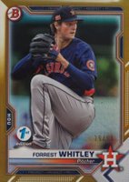 2021 Bowman 1st Edition #BFE9 Forrest Whitley Gold Foil Baseball Card