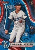 2024 Bowman's Best #34 Yoshinobu Yamamoto Blue Refractor Baseball Card