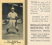 1916 Indianapolis Brewing #193 Ivy Wingo Baseball Card