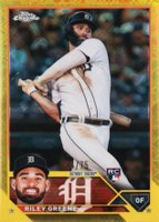 2023 Topps Chrome Logofractor Edition #182 Riley Greene Yellow Refractor Baseball Card