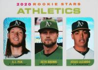 2020 Topps Heritage #317 A.J. Puk/Jesus Luzardo/Seth Brown Chrome-White Refractor Baseball Card