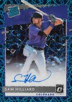 2020 Panini Donruss Optic Rated Rookies Signatures #RRSSH Sam Hilliard Teal Velocity Baseball Card