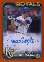 2024 Topps Chrome Update Chrome Legends Autographs #CB Carlos Beltran Orange Refractor Baseball Card