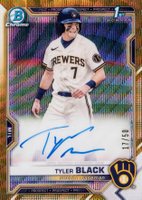 2021 Bowman Draft Chrome Draft Pick Autographs #CDATB Tyler Black Gold Wave Refractor Baseball Card