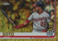 2019 Topps Chrome #155 Juan Soto Bat in One Hand-Gold Wave Refractor Baseball Card