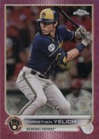 2022 Topps Chrome Logofractor Edition #106 Christian Yelich Pink Baseball Card