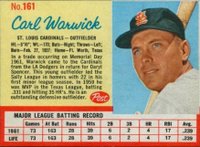 1962 Post Cereal #161 Carl Warwick Baseball Card