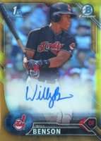 2016 Bowman Draft Chrome Draft Picks Autographs #CDAWB Will Benson Gold Refractor Baseball Card