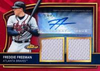 2011 Finest #72 Freddie Freeman Dual Relic Autograph-Red Refractor Baseball Card
