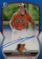 2023 Bowman Mega Box Chrome Prospect Autographs #JH Jackson Holliday Blue Baseball Card