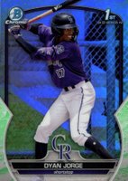 2023 Bowman Chrome Prospects #BCP22 Dyan Jorge Lunar Glow Refractor Baseball Card