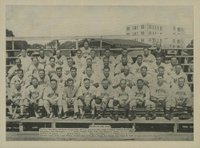 1936 Glossy Finish & Leather # Boston Red Sox Sky visible above building on right-Glossy Baseball Card