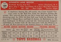 1952 Topps #139g Ken Wood Gray back Baseball Card