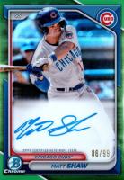 2024 Bowman Chrome Prospect Autographs #CPAMS Matt Shaw Green Refractor Baseball Card