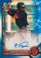 2022 Bowman Chrome Prospect Autographs #CPAEV Eduardo Vaughan Blue Refractor Baseball Card