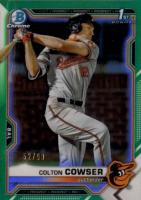 2021 Bowman Draft #BDC166 Colton Cowser Chrome-Green Refractor Baseball Card