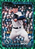 2024 Topps #12 Bryan Woo Green Crackle Foil Board Baseball Card