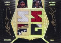 2008 Upper Deck Black Dual Patch Autographs #DPAJJ LeBron James/Michael Jordan Gold Basketball Card