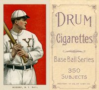 1909 White Borders Drum 350 #352 Red Murray Batting Baseball Card