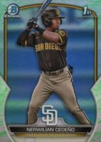 2023 Bowman Chrome Prospects #BCP81 Nerwilian Cedeno Lunar Glow Refractor Baseball Card