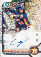 2022 Bowman Chrome Prospect Autographs #CPACG Cristian Gonzalez Speckle Refractor Baseball Card