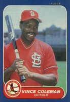 1986 Fleer #31 Vince Coleman Baseball Card