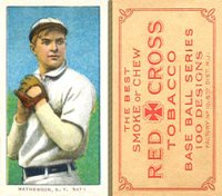 1910 Red Cross Tobacco Type 1 # Christy Mathewson White cap Baseball Card