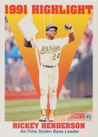 1992 Score #430 Rickey Henderson Baseball Card