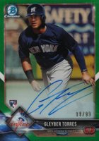 2018 Bowman Chrome Rookie Autograph #BCRAGT Gleyber Torres Green Refractor Baseball Card
