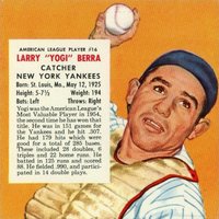 1955 Red Man Tobacco #16 Larry Yogi Berra Hand Cut-Without Tab Baseball Card
