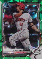 2021 Bowman Sapphire Edition Chrome Prospects #BCP46 Jonathan India Green Baseball Card