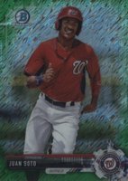 2017 Bowman Chrome Prospects #BCP180 Juan Soto Green Shimmer Baseball Card