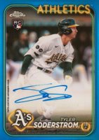 2024 Topps Chrome Update Chrome Baseball Update Series Autographs #ACTS Tyler Soderstrom Blue Refractor Baseball Card
