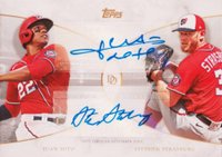 2021 Topps on Demand Dynamic Duals #7-A Juan Soto/Stephen Strasburg Autograph Baseball Card
