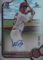 2022 Bowman Chrome Prospect Autographs #CPAWC Won-Bin Cho Refractor Baseball Card