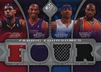 2009 SP Game Used Fabric Foursome #BIJO Allen Iverson/Kobe Bryant/LeBron James/Shaquille O'Neal Basketball Card