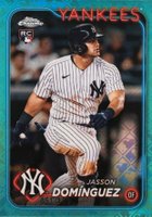 2024 Topps Chrome Logofractor Edition #89 Jasson Dominguez Aqua Refractor Baseball Card