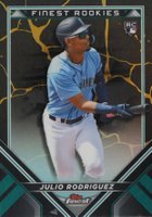 2022 Topps Finest Finest Rookie Design Variations #FRDJR Julio Rodriguez Kintsukuroi Black/Gold Refractor Baseball Card
