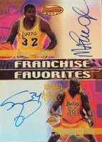 2000 Bowman's Best Franchise Favorites #FF3A Magic Johnson/Shaquille O'Neal Autograph Basketball Card
