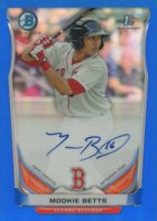 2014 Bowman Prospect Autograph #MB Mookie Betts Chrome-Blue Refractor Baseball Card