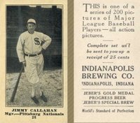 1916 Indianapolis Brewing #26 Jimmy Callahan Baseball Card