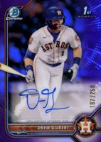 2022 Bowman Draft Chrome Draft Pick Autographs #CDADG Drew Gilbert Purple Refractor Baseball Card
