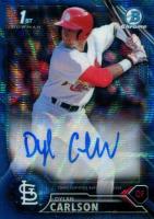 2016 Bowman Draft Chrome Draft Picks Autographs #CDADC Dylan Carlson Blue Wave Refractor Baseball Card
