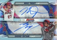 2019 Bowman's Best Dual Autographs #DA-TO Mike Trout/Shohei Ohtani Baseball Card