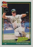 1991 Topps #270 Mark McGwire 1987 Slg .618 Baseball Card