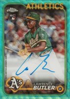 2024 Topps Chrome Rookie Autographs #RALBU Lawrence Butler Aqua Wave Baseball Card
