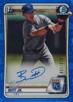 2020 Bowman Chrome Prospect Autographs #CPABWJ Bobby Witt Jr. Blue Refractor Baseball Card