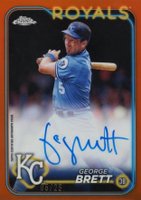 2024 Topps Chrome Chrome Legends Autographs #CLAGB George Brett Orange Refractor Baseball Card