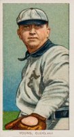 1909 White Borders Piedmont Factory 42 #521 Cy Young Cleveland-Glove Shows Baseball Card