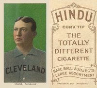 1909 White Borders Hindu-Brown #523 Cy Young Portrait Baseball Card